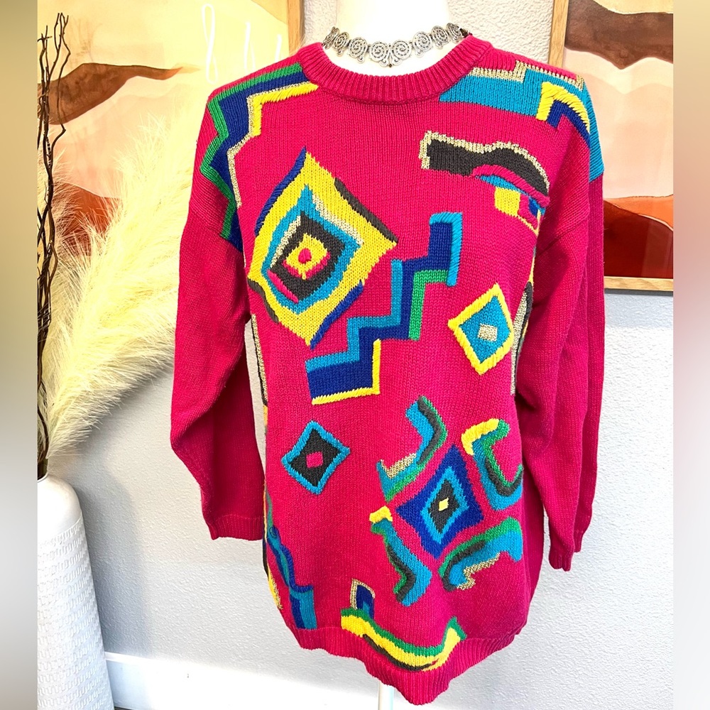 Vintage Petite Sophisticate Retro Pattern Sweater - Picture 1 of 10
